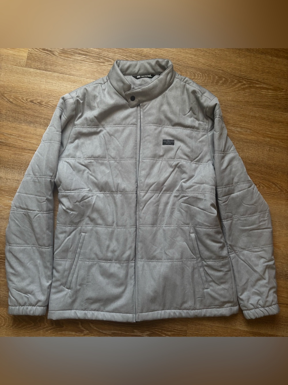 Travis Mathew Men's Light Gray Quilted Zip-Up Jacket - Picture 4 of 6